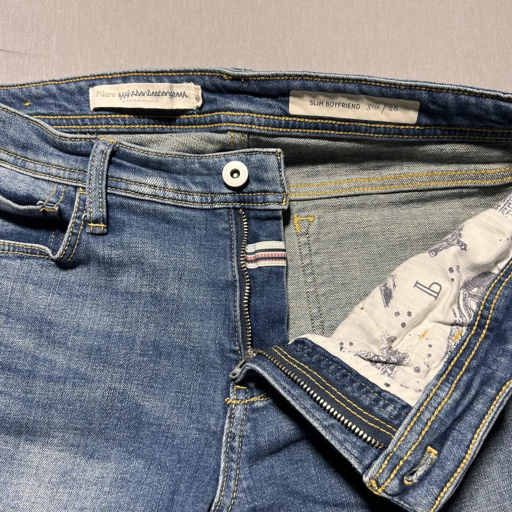 Pilcro Anthropologie The Letterpress Jeans Womens 28 Slim‎ Boyfriend Patchwork - Picture 6 of 16